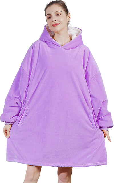 Amyhomie Blanket Sweatshirt,Oversized Sherpa Hooded Sweatshirt Blanket,Fleecehug Hoodie Wearable Blanket with Pocket for Adults & Kids & Teens