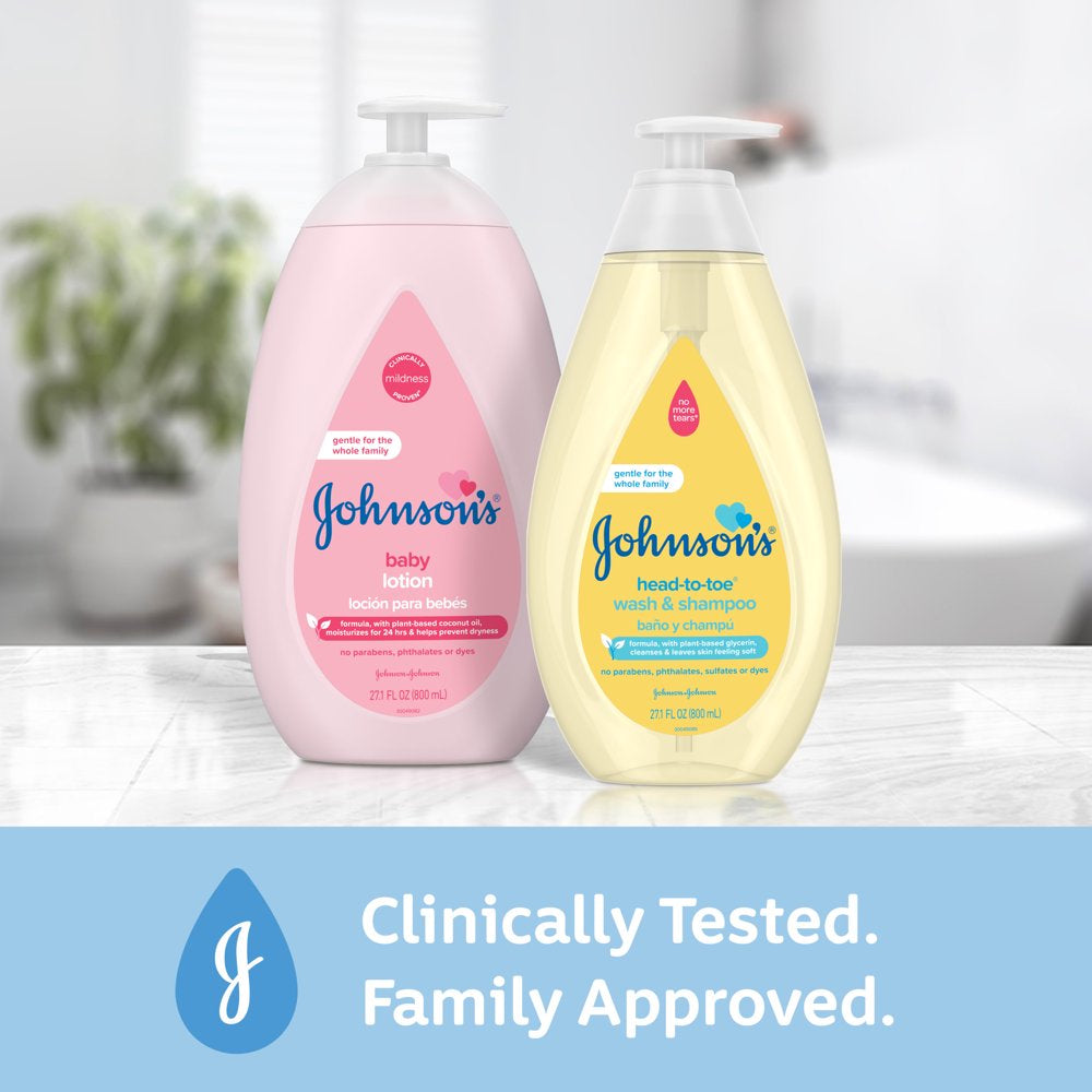 Johnson'S Moisturizing Pink Baby Body Lotion with Coconut Oil, Suitable for the Whole Family 27.1 FL OZ