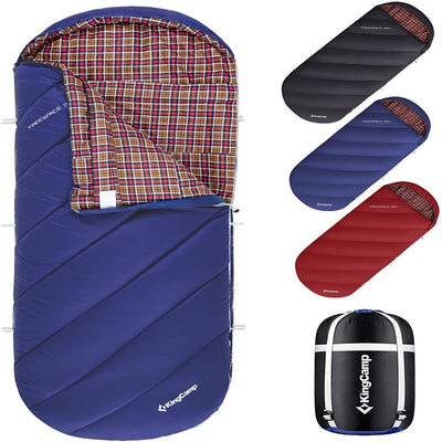 Kingcamp XL Camping Sleeping Bags 3 Seasons Oversized Lightweight 100% Cotton Flannel Sleeping Bag Navy