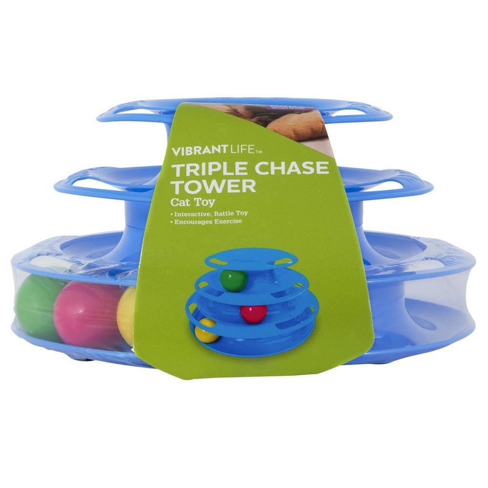 Vibrant Life Triple Chase 3 Tier Tower Interactive Ball Toy for Cats and Kittens