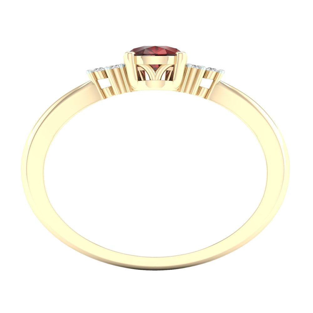 Imperial Gemstone 10K Yellow Gold Pear Cut Garnet 1/20 CT TW Diamond Women'S Ring