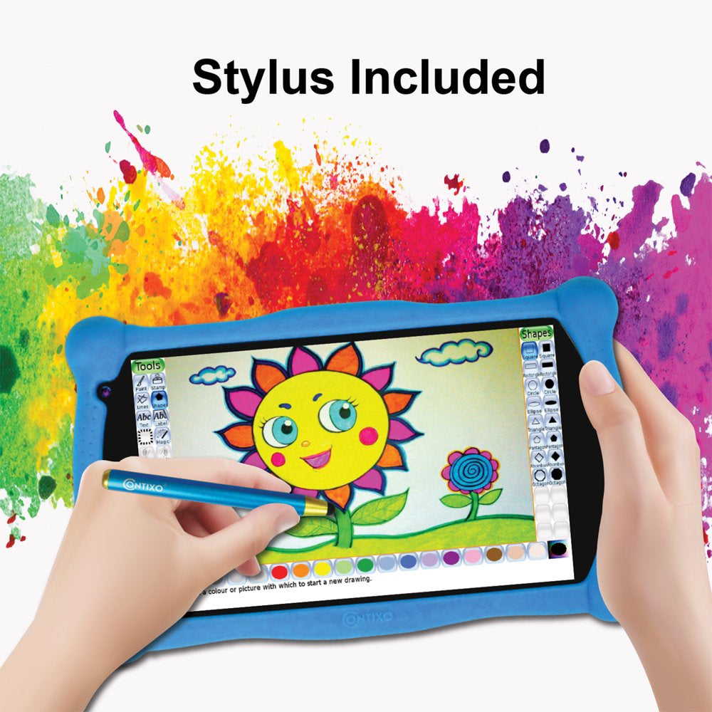 Kids Tablet with Teacher Approved Apps ($150 Value), Contixo 7-Inch IPS HD Learning Tablet for Children, Wifi, Android, 2GB RAM 16GB ROM, Protective Case with Kickstand and Stylus, Age 3-7, V10-Blue