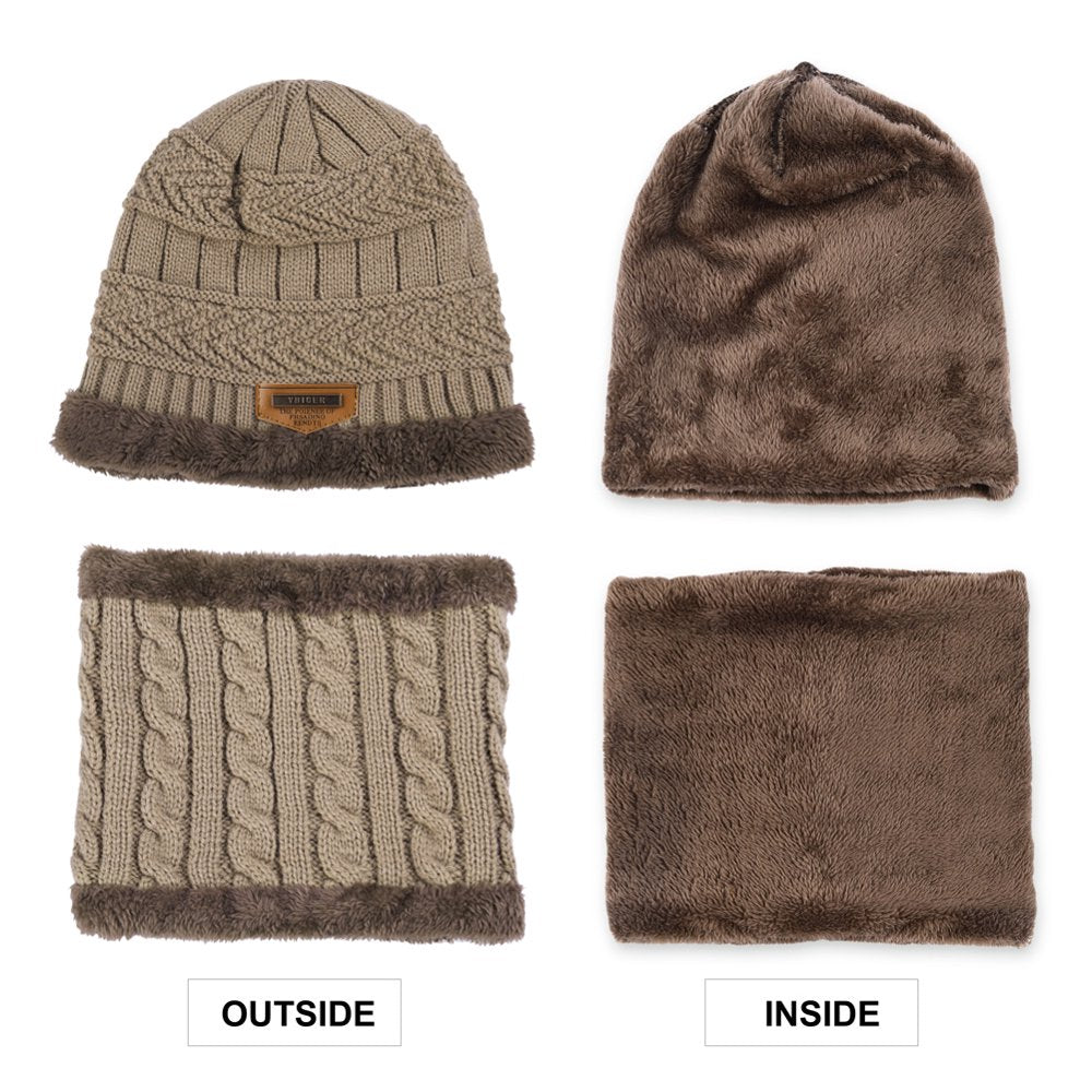 VBIGER Winter Beanie Hat Scarf Set Warm Knit Hat Thick Knit Skull Cap for Men Women