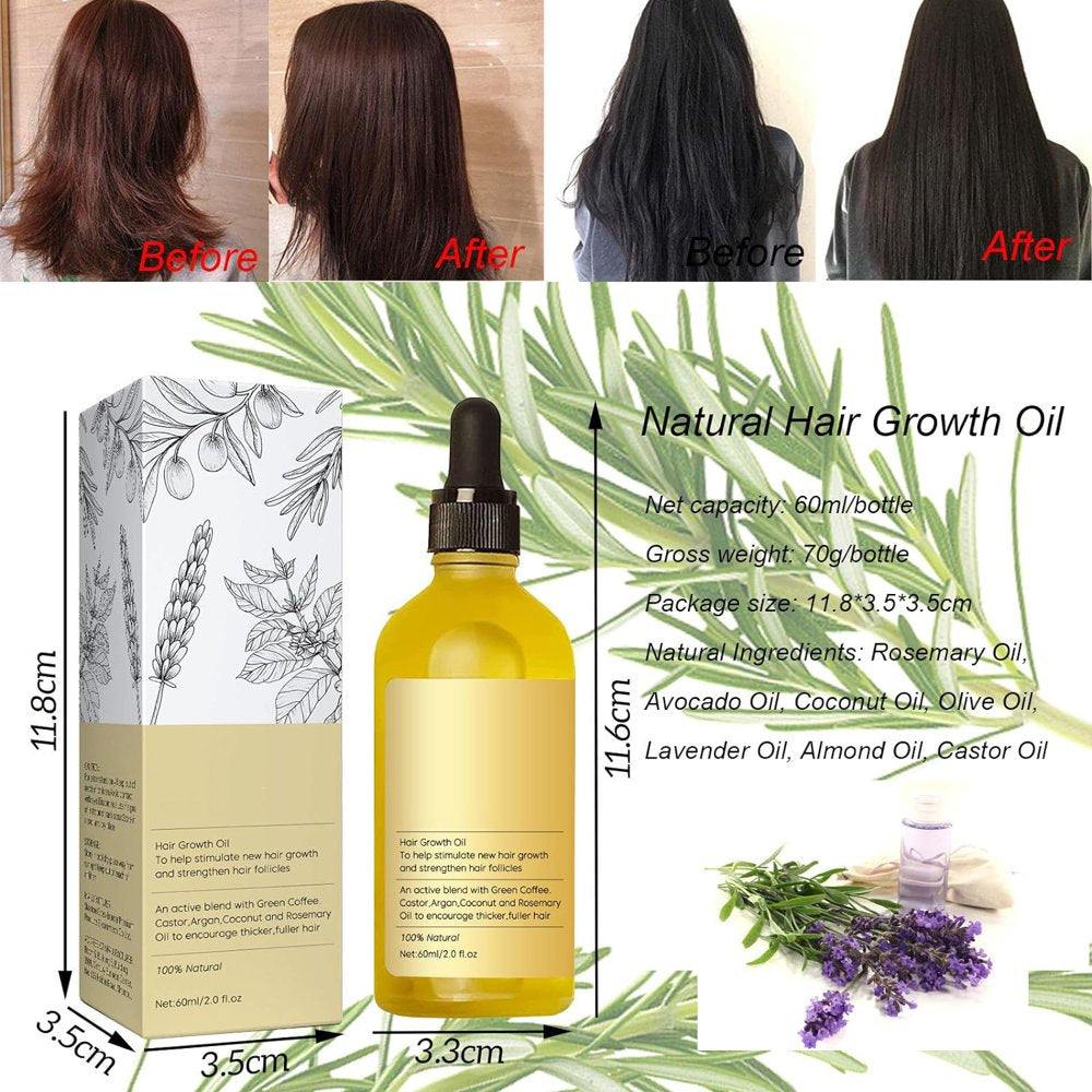 Natural Hair Growth Oil, Veganic Hair Oil,Natural Hair Gro, Rosemary Oil for Hair Growth Organic, Rosemary Hair Growth Oil for Dry Damaged Hair and Growth Thin Hair 5Pcs