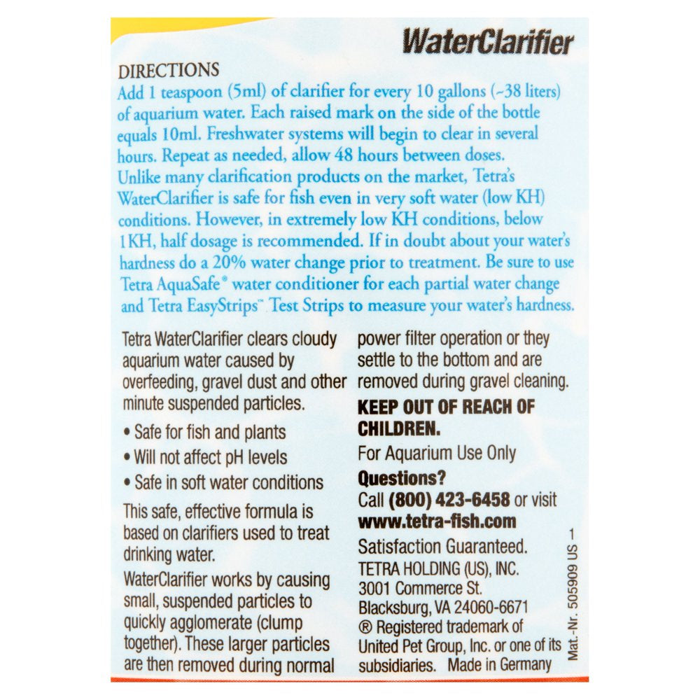 Tetra Waterclarifier Clears Cloudy Aquarium Water, 3.38 Oz.