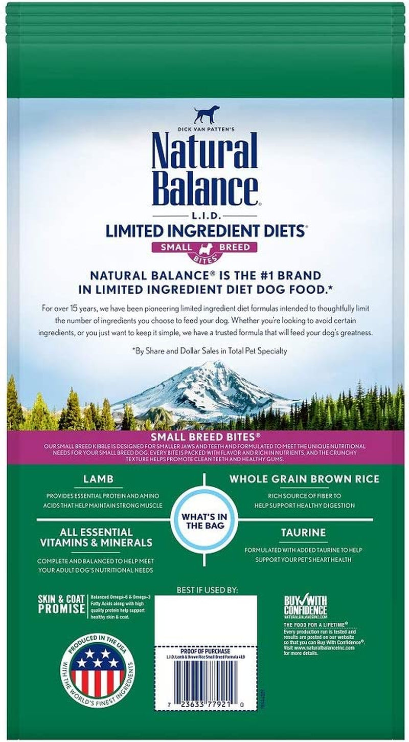 Natural Balance Limited Ingredient Diet | Small-Breed Adult Dry Dog Food with Healthy Grains | Protein Options Include Chicken or Lamb