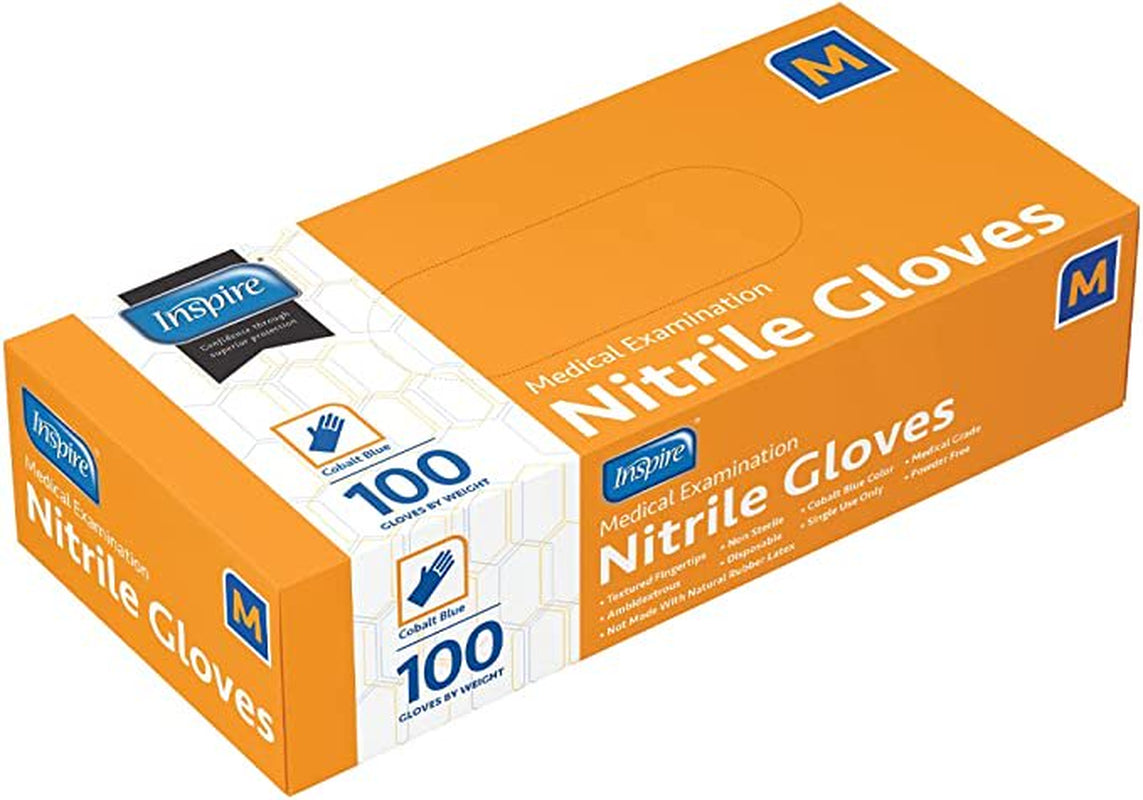 Inspire Nitrile Exam Gloves | the ORIGINAL Quality Stretch Nitrile, Cobalt Blue | 4.5 Gloves Disposable Latex Free Medical EMT (Medium (Pack of 1000), Case of 1000)