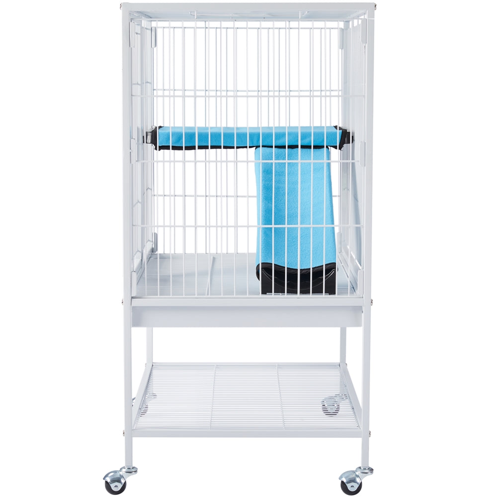 Easyfashion Rolling Metal Small Animal Cage with Removable Ramp Hammered White