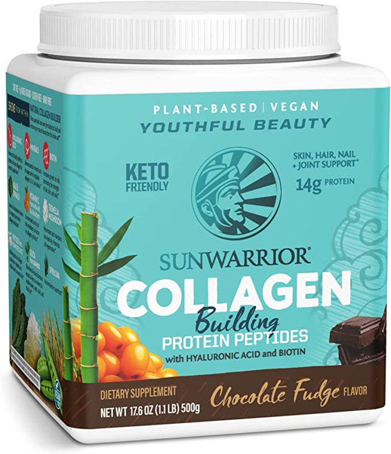 Sunwarrior Vegan Collagen Building Protein Peptides with Hyaluronic Acid & Biotin (Chocolate)(Vegan)
