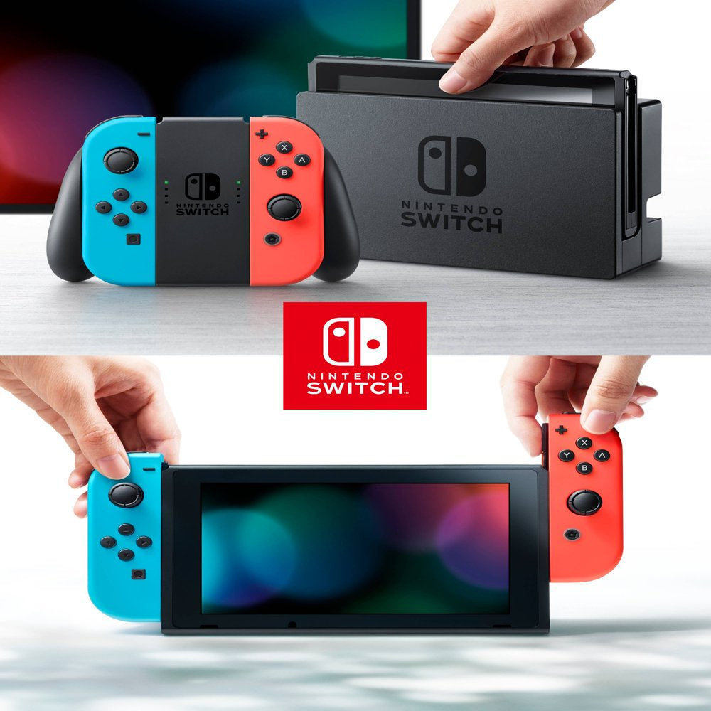 Nintendo Switch Console with Neon Blue & Red Joy-Con.