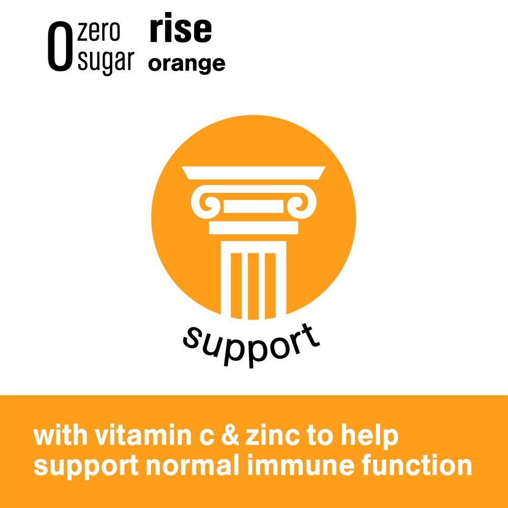 Vitaminwater Zero Sugar Rise, Electrolyte Enhanced Water W/ Vitamins, Orange Drinks, 20 Fl Oz, 12 Pack