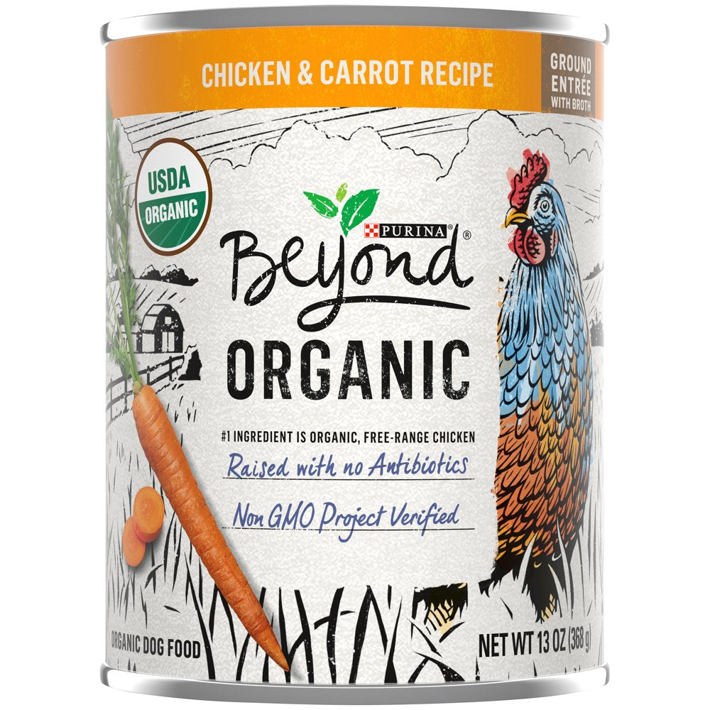 (12 Pack) Purina beyond High Protein Adult Wet Dog Food, Organic Chicken & Carrot Recipe, 13 Oz. Cans