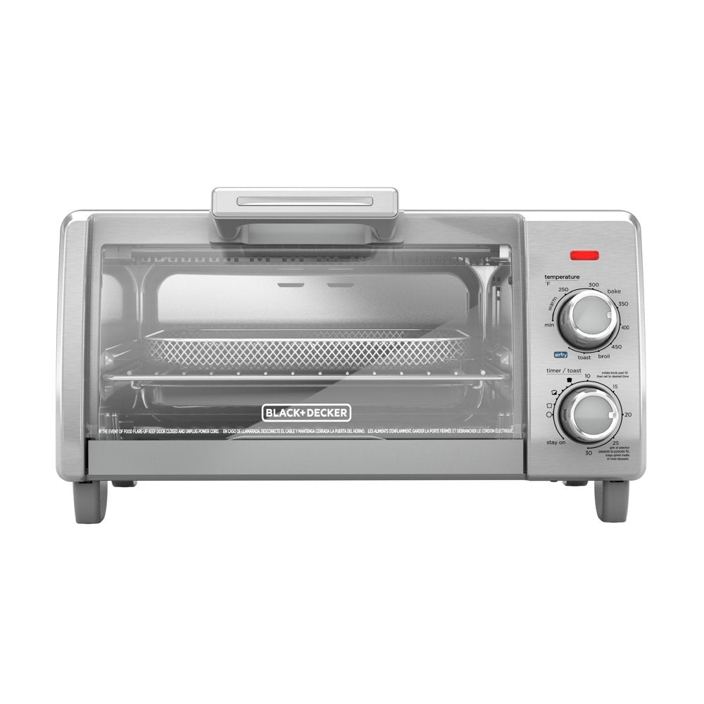 BLACK+DECKER Crisp ‘N Bake Air Fry 4-Slice Toaster Oven, Silver & Black, TO1787SS