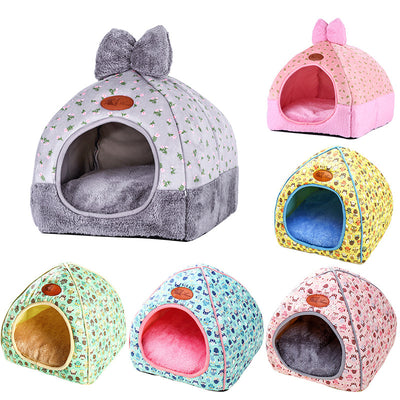 Cat House Closed Folding Cat Villa Teddy Pet Supplies Mongolian Gel Dog House Autumn and Winter New Style