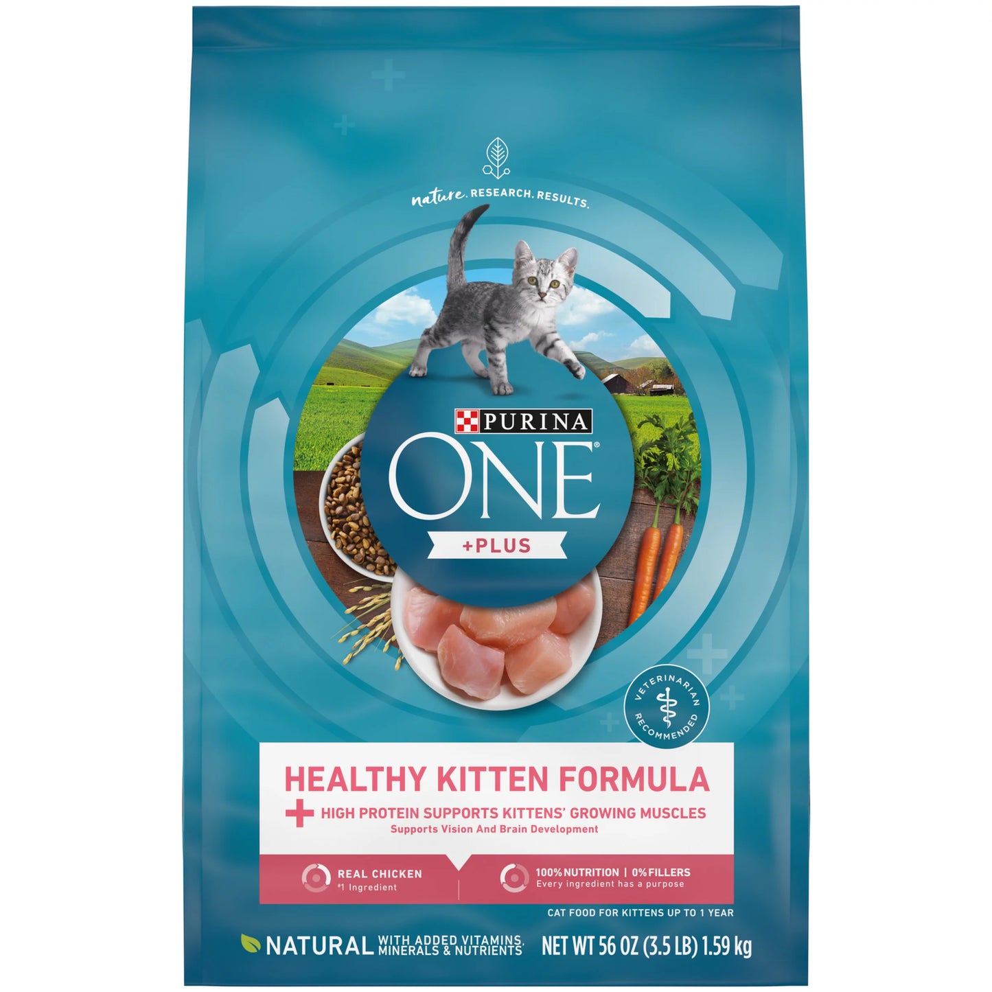 Purina ONE High Protein, Natural Dry Kitten Food, +Plus Healthy Kitten Formula, 3.5 Lb. Bag