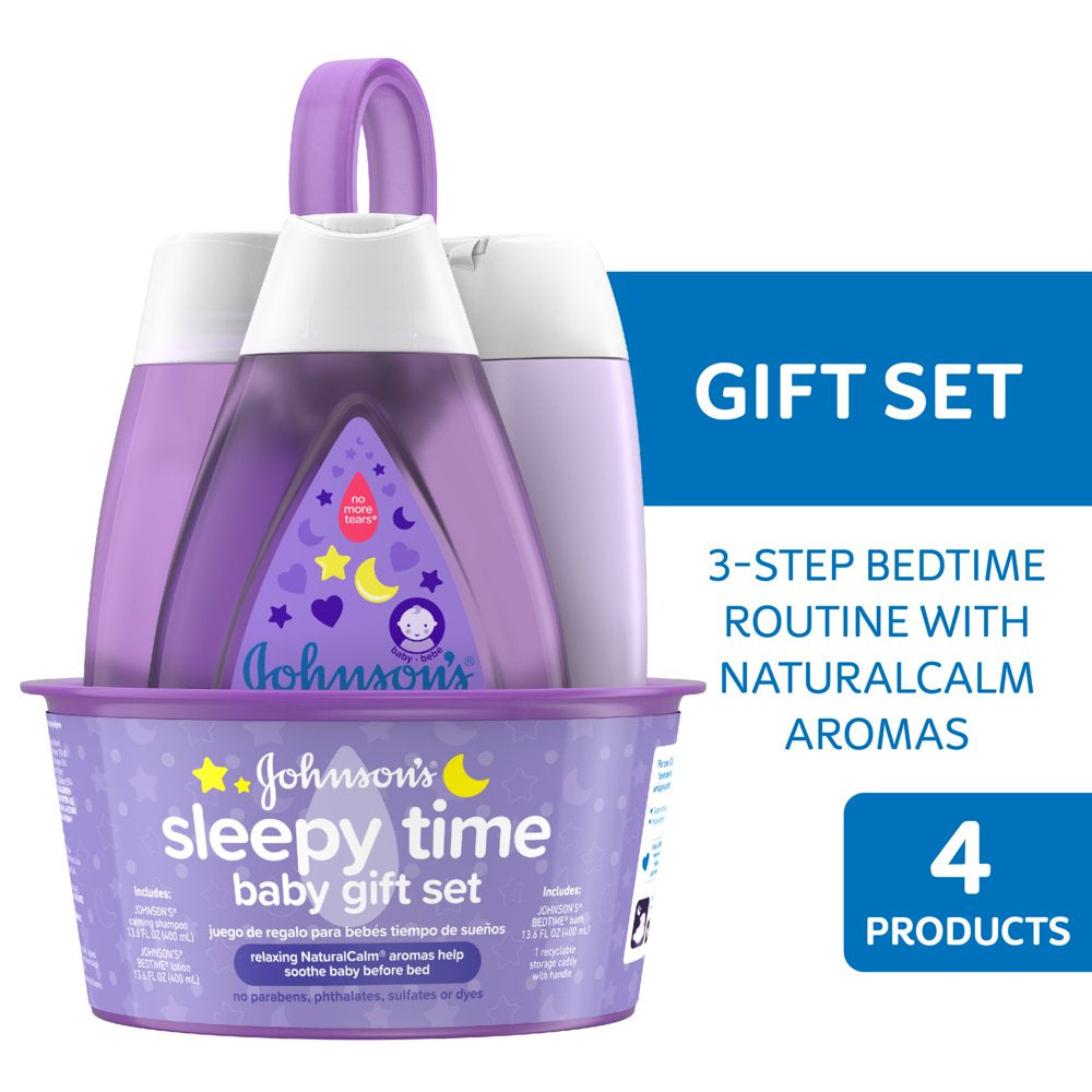 Johnson'S Sleepy Time Relaxing Baby Gift Set with Baby Shampoo, Wash and Lotion, 4 Full-Size Items