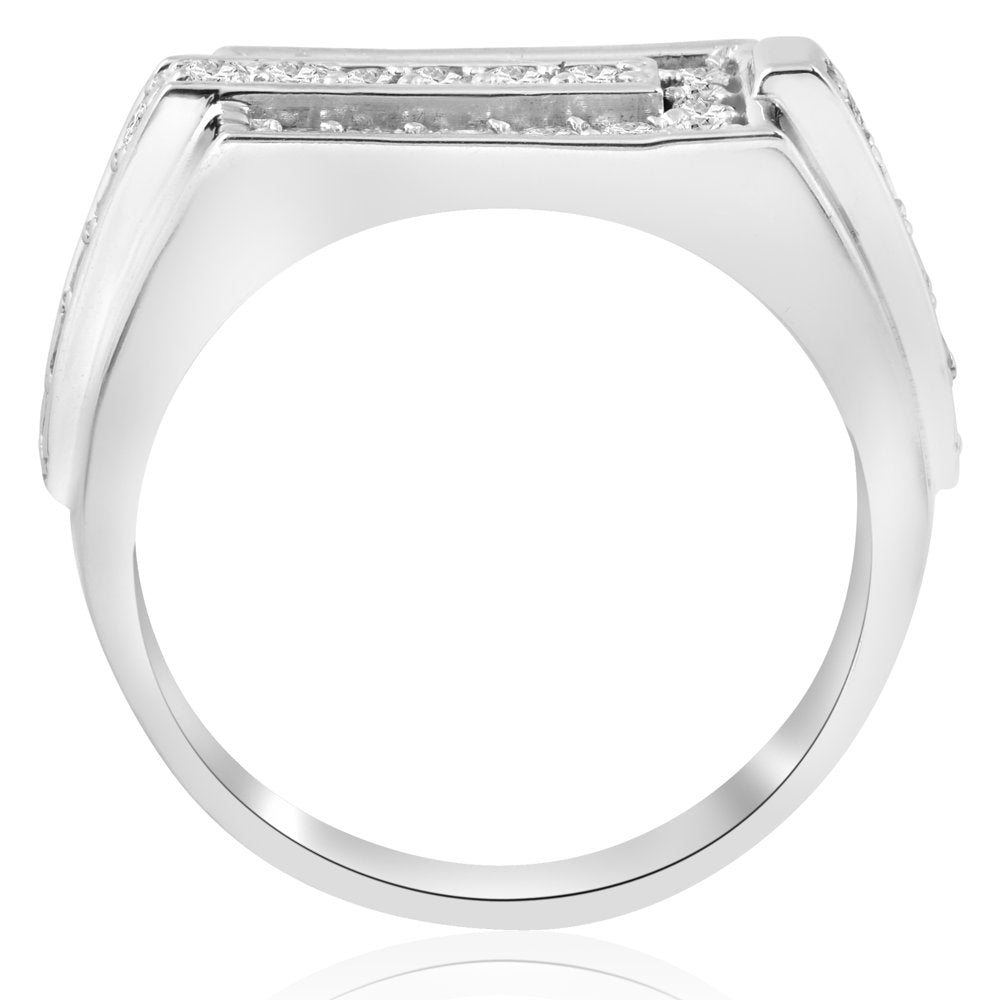 Pompeii3 3/4Ct Diamond Mens Wedding Ring 10K White Gold