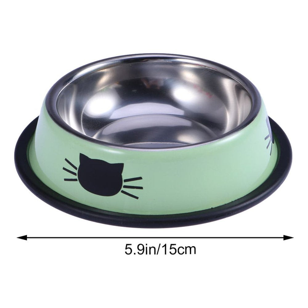 Bestonzon 2Pc Stainless Steel Cat Bowl for Dish Water Dog Food Bowl Pet Kitten Cat Feeder (Grey and Green)