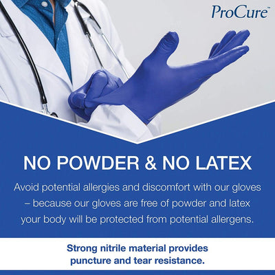 Procure Disposable Nitrile Gloves - 200 Count - Powder Free, Rubber Latex Free, Medical Exam Grade