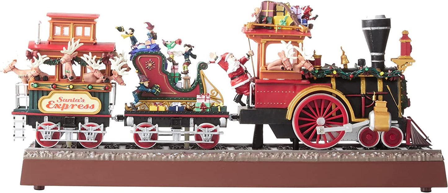 Mr. Christmas Animated Musical Santa'S Train Express with Working Smokestack, 16.5 Inch, Red