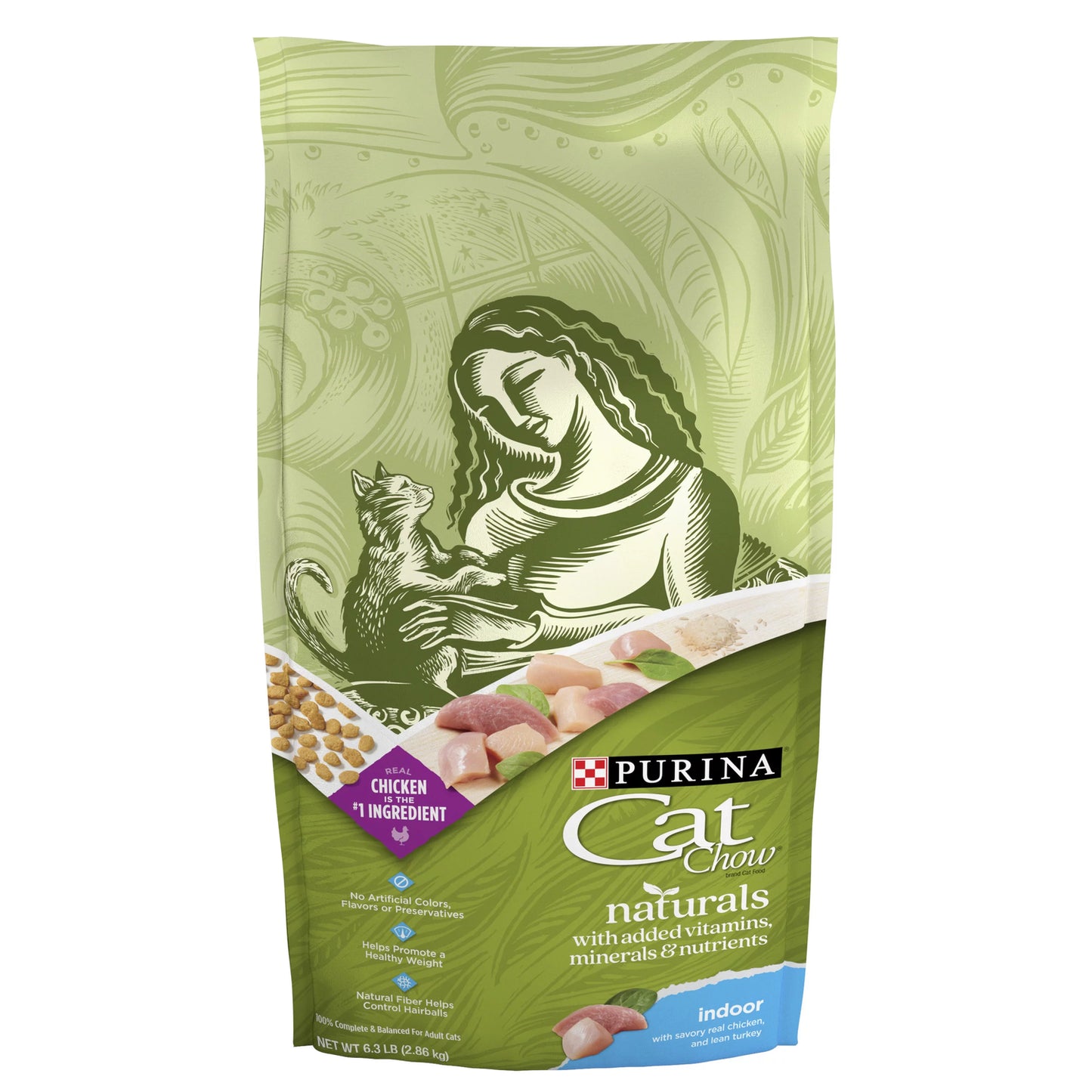 Purina Cat Chow Naturals, Dry Indoor Cat Food with Added Vitamins, Minerals and Nutrients, 6.3 Lb. Bag