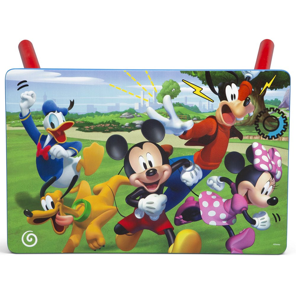 Disney Mickey Mouse 4-Piece Playroom Solution by Delta Children – Set Includes Table and 2 Chairs and 6-Bin Toy Organizer