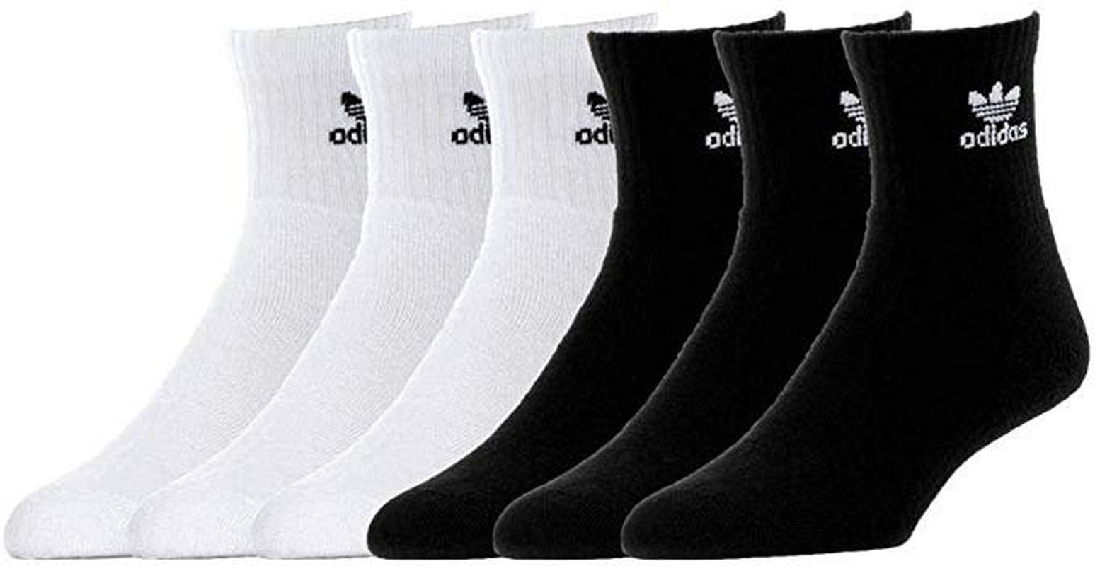 6 Pack Mens adidas Originals Quarter Crew Socks White/Black 6-12