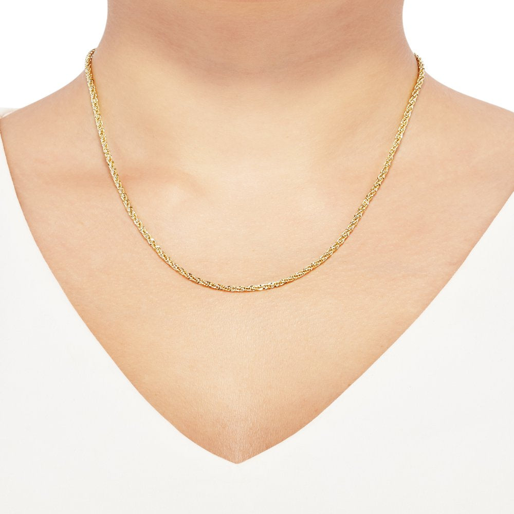 Brilliance Fine Jewelry 10K Yellow Gold Hollow Infinity 2.45MM Rope Chain, 18"