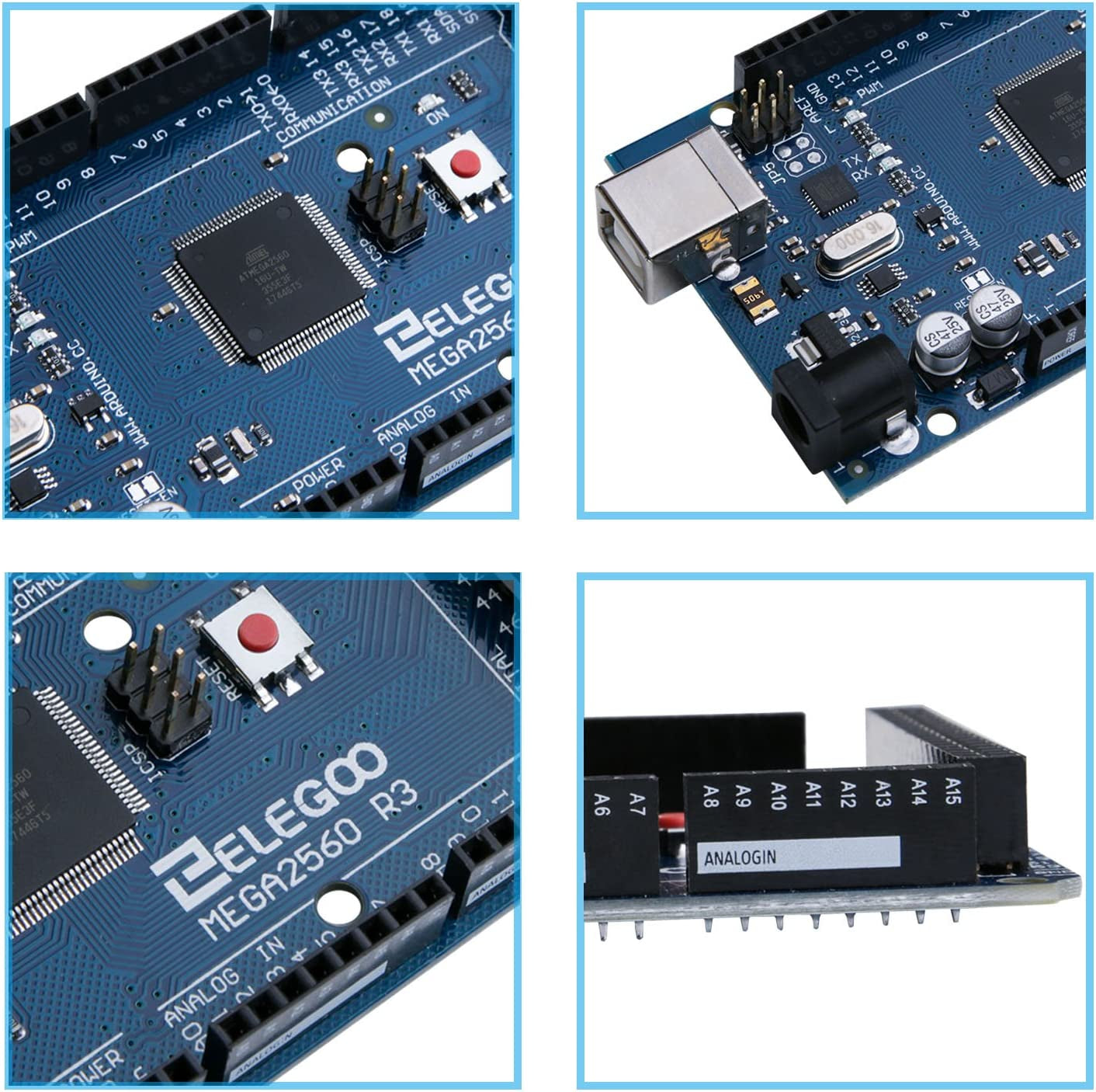 ELEGOO MEGA R3 Board Atmega 2560 + USB Cable Compatible with Arduino IDE Projects Rohs Compliant