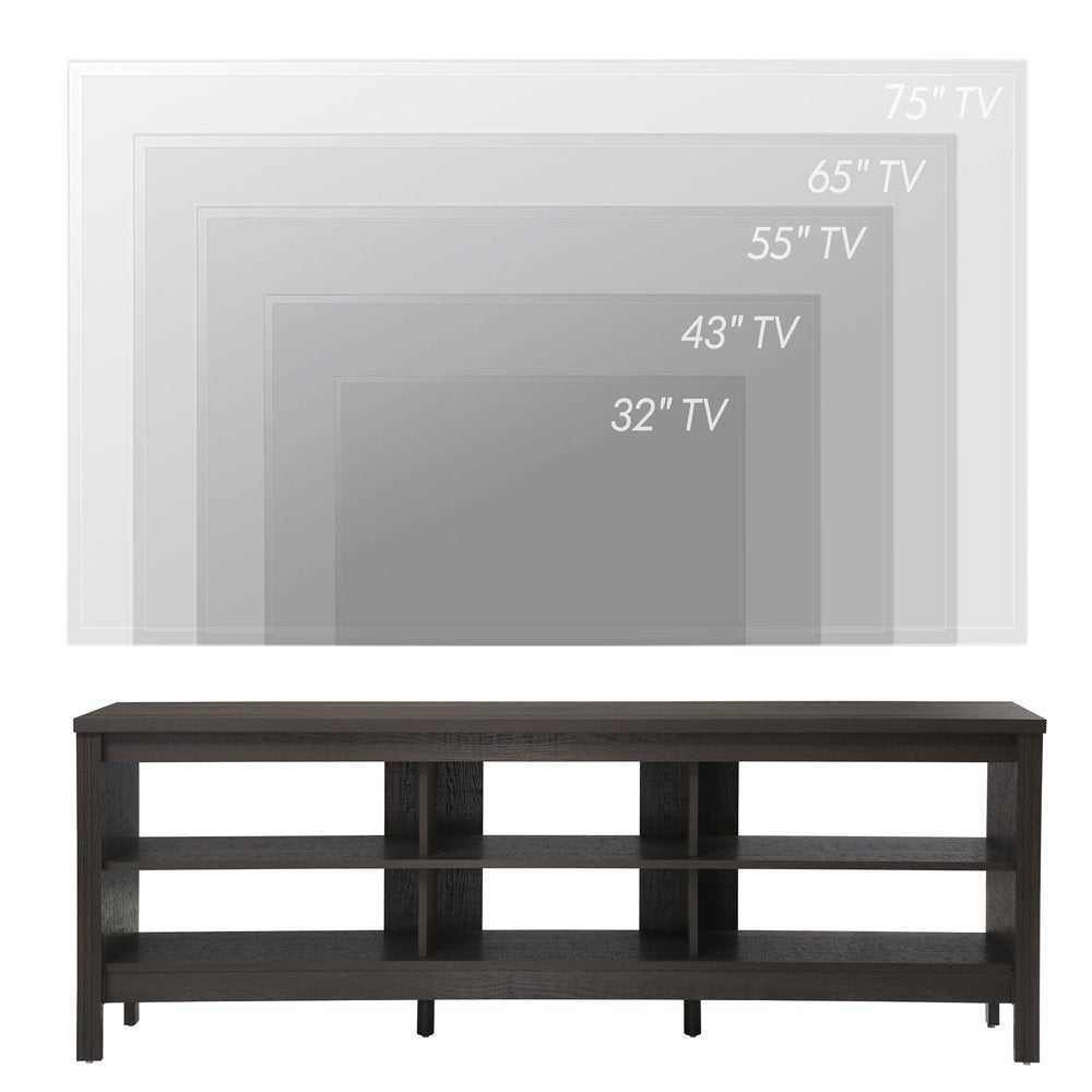 LED TV Stand for 75 Inch TV Entertainment Center Black TV Console Table with 6 Storages for Living Room Bedroom, 70"