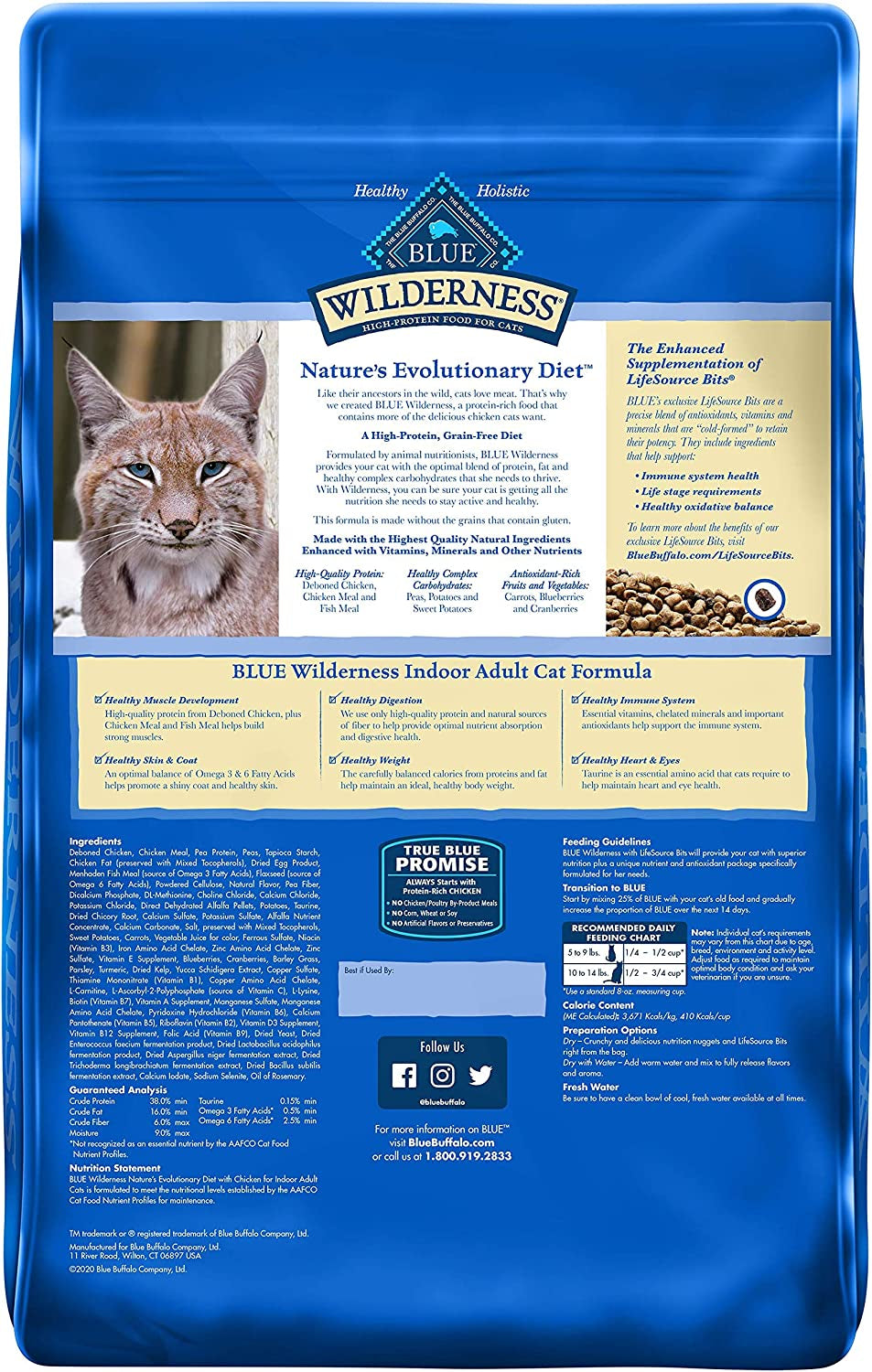 Blue Buffalo Wilderness High Protein, Natural Adult Indoor Dry Cat Food, Chicken 11-Lb