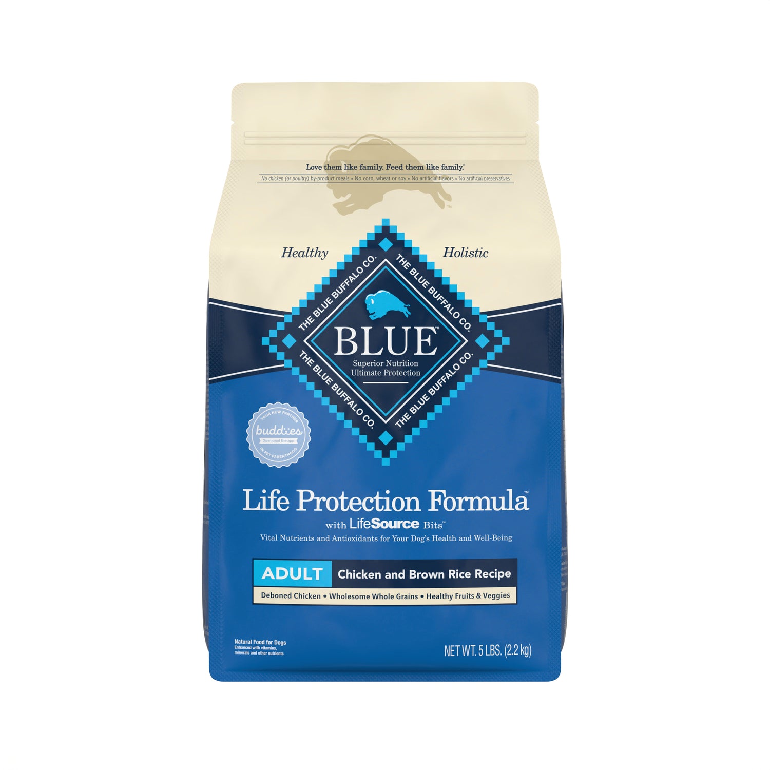 Blue Buffalo Life Protection Formula Chicken and Brown Rice Dry Dog Food for Adult Dogs, Whole Grain, 5 Lb. Bag