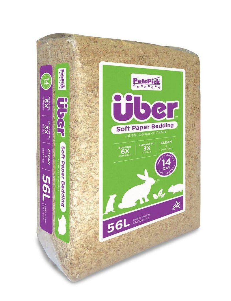 Petspick Uber Soft Paper Pet Bedding for Small Animals, Natural 56L