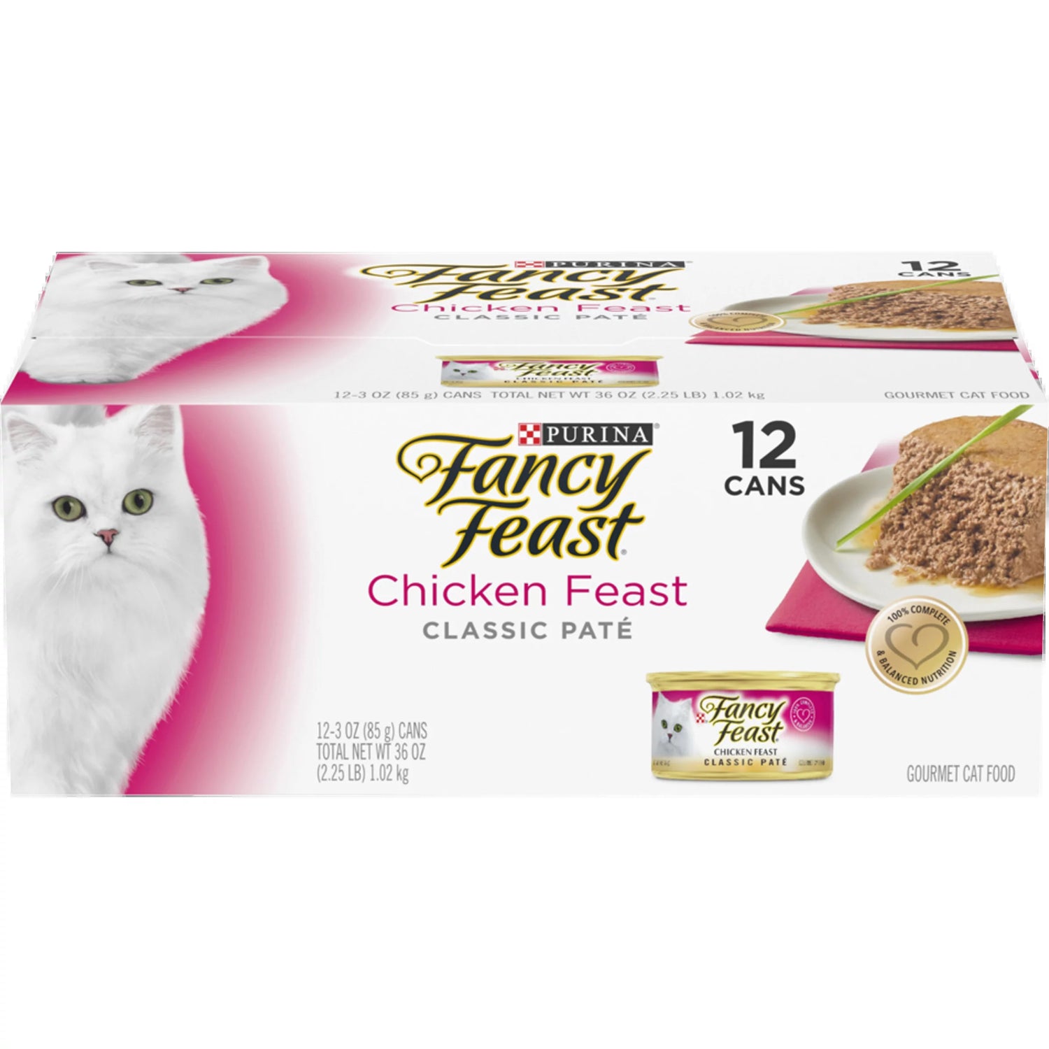Fancy Feast Chicken Flavor Pate Wet Cat Food, 3 Oz. Cans (12 Count)