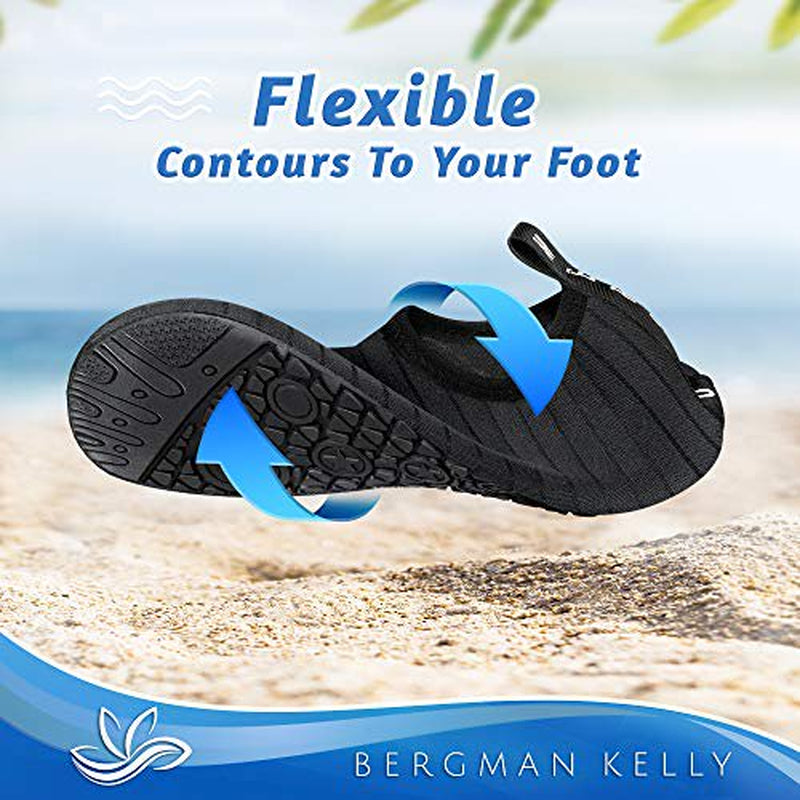 Bergman Kelly Mens and Womens Water Shoes (M 5-10; W 7-12), Aqua Socks, Barefoot Skin Shoes for Water Sports Beach Pool Yoga Surf US Casual Shoes
