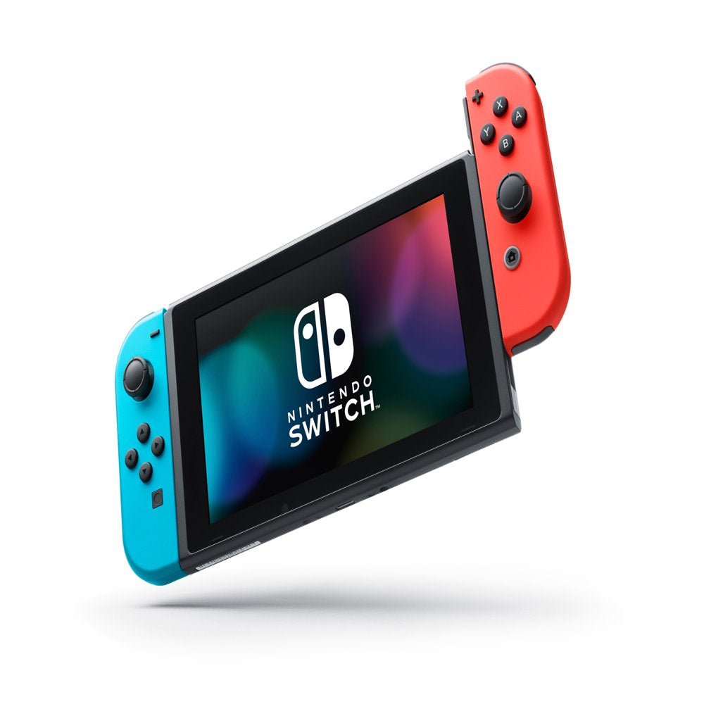 Nintendo Switch Console with Neon Blue & Red Joy-Con.