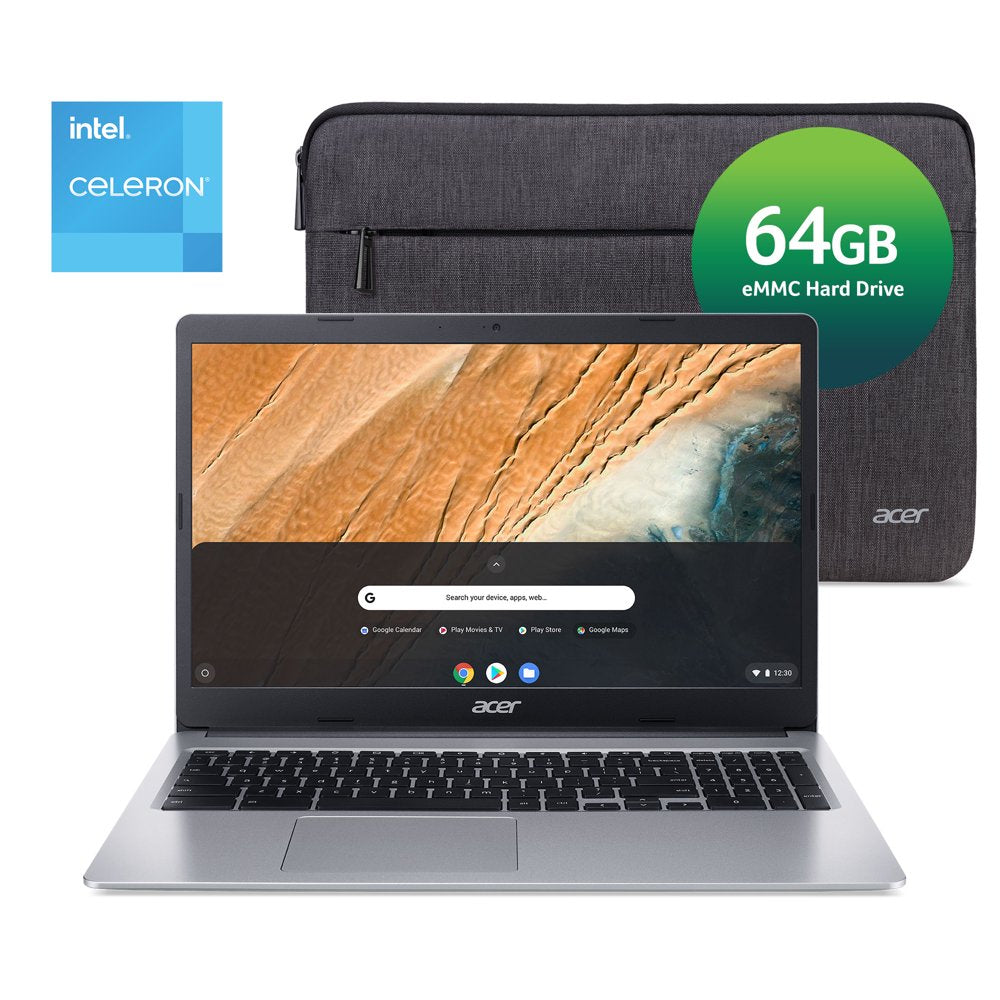 Acer Chromebook 315, 15.6" HD, Intel Celeron N4000, 4GB LPDDR4, Pure Silver, Chrome OS, CB315-3H-C19A