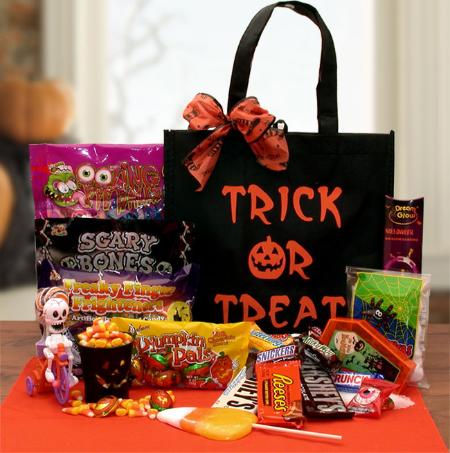 Trick Or Treat Halloween Gift Tote- halloween gift basket