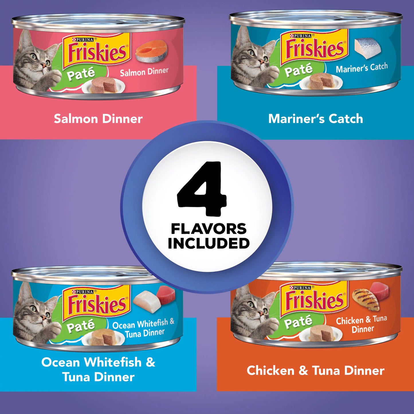 (40 Pack) Friskies Pate Wet Cat Food Variety Pack, Seafood & Chicken Pate Favorites, 5.5 Oz. Cans
