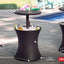 Keter Pacific Cool Bar Outdoor Patio Furniture and Hot Tub Side Table with 7.5 Gallon Beer and Wine Cooler, Brown