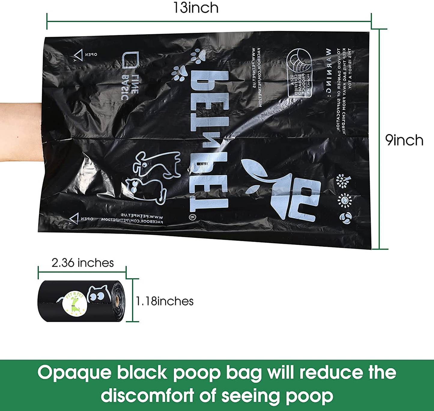 Dog Poop Bag USDA Certified 38% Biobased Poop Bags 270/540/1080 Counts Doggie Poop Bags 9X13 Inches Dog Bags for Poop