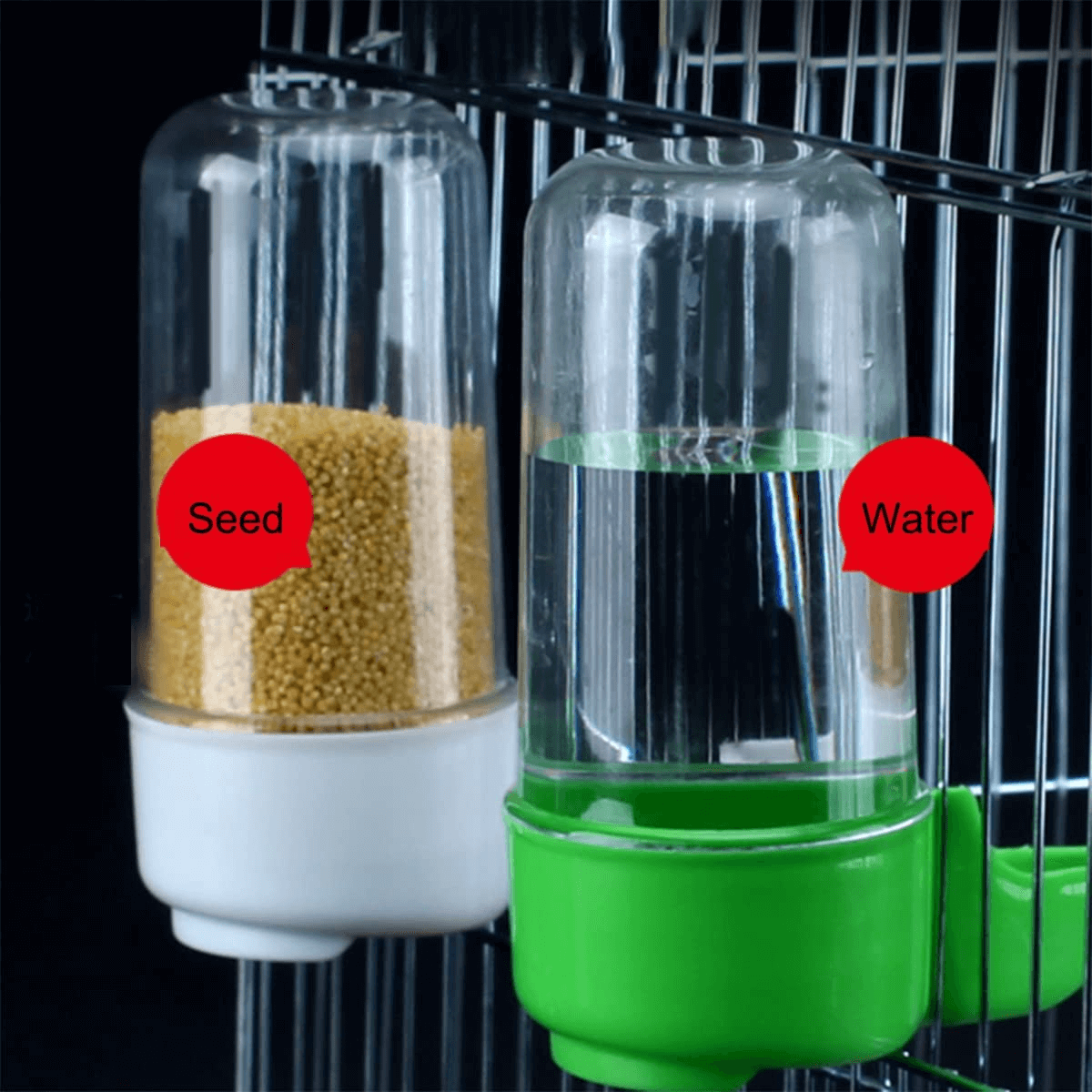 Bird Feeder Water Dispenser Automatic Bird Feeder for Cage, 2PCS Bird Feeder and Drinker Set for Cage Parrot Budgie Lovebirds Cockatiel Automatic Feeding