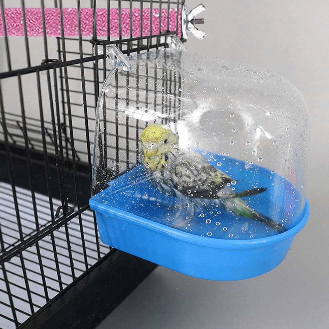 Parrot Bath Box Bird Bathtub Parakeet Bathing Tube with Bird Perches Stand Paw Grinding Cage Accessories Ideal for Small Brids Lovebirds Canary Finches(5 PCS Random Color)