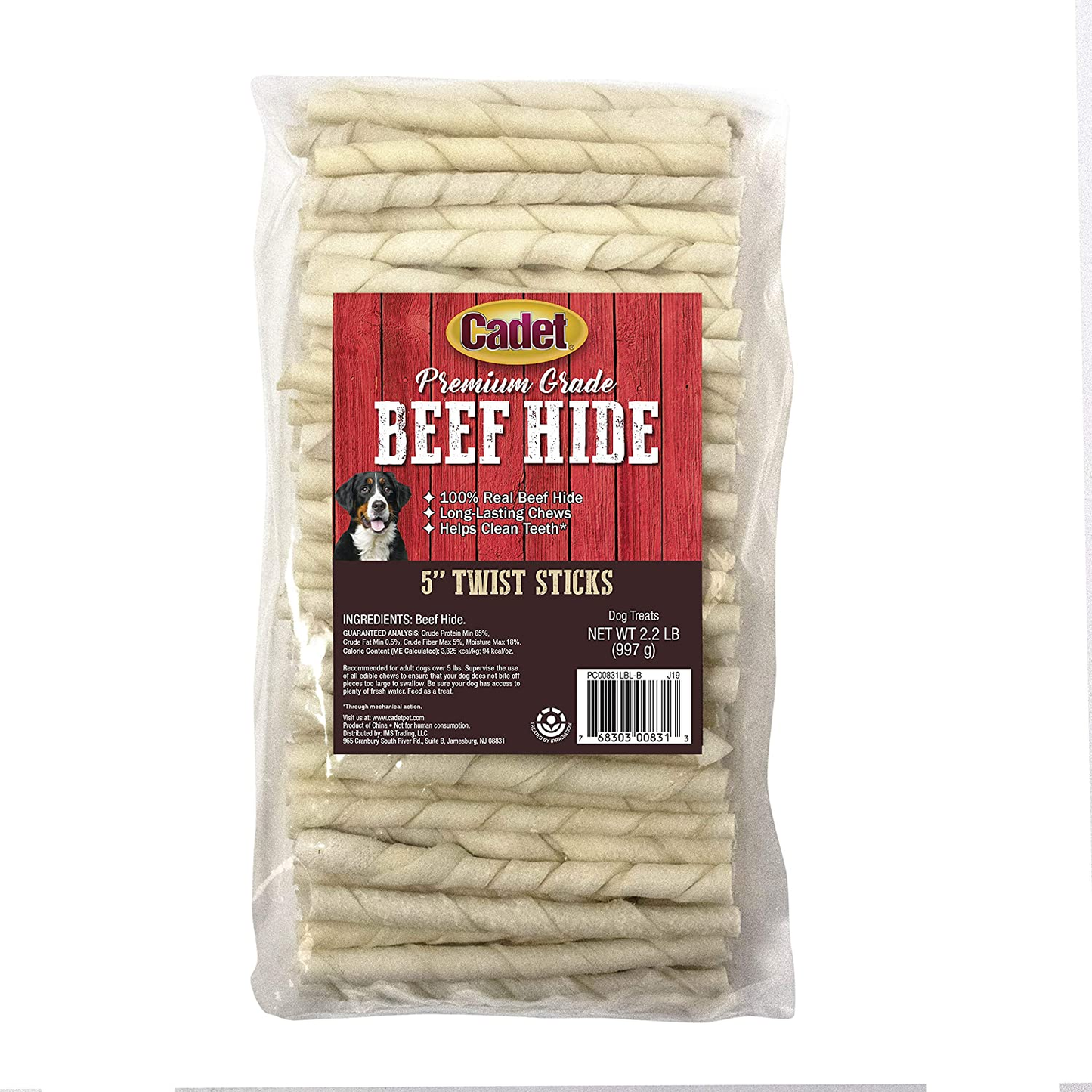 Premium Grade Beef Hide for Dogs, Rawhide Long Lasting Dog Chews, Chips, Curls & Rolls for Small/Medium/Large Dogs