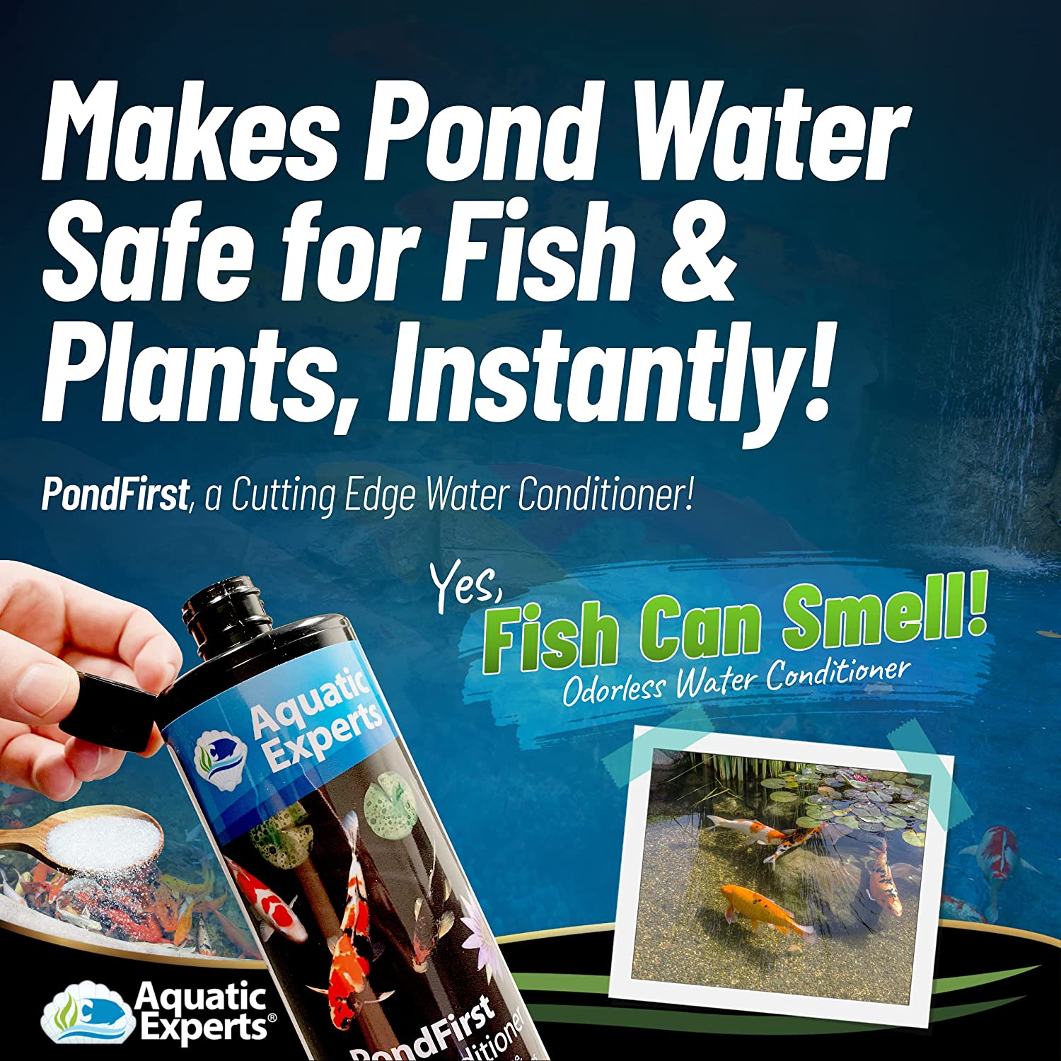 Pondfirst Pond Water Conditioner - Concentrated Instant Dechlorinator for Fish Ponds, Makes Water Safe for Koi and Goldfish, Made in the USA (1 Pack)