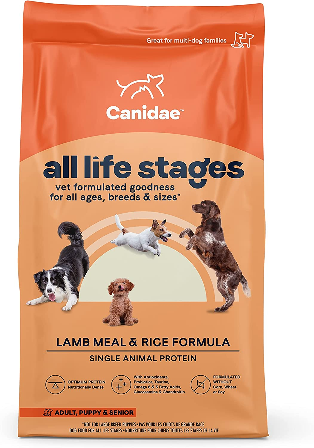 All Life Stages Premium Dry Dog Food for All Breeds, All Ages, Lamb Meal and Rice Formula, 15 Pounds