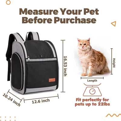 Cat Carrier Backpacks, Small Dog Puppy Large Cat Carrying Backpack up to 22Lbs, Ventilated Design, Safety Straps, Buckle Support, Collapsible for Travel Hiking, Outdoor Use
