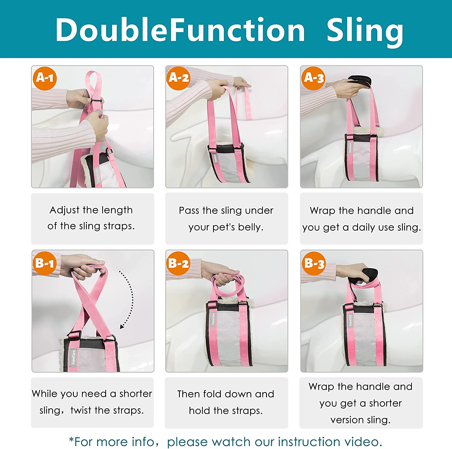 Dog Lift Sling Support Harness Hip Back Legs Lifting for Elderly Disabled Joint Injuries Canine Aid Adjustable Reflective Pet Dog Portable