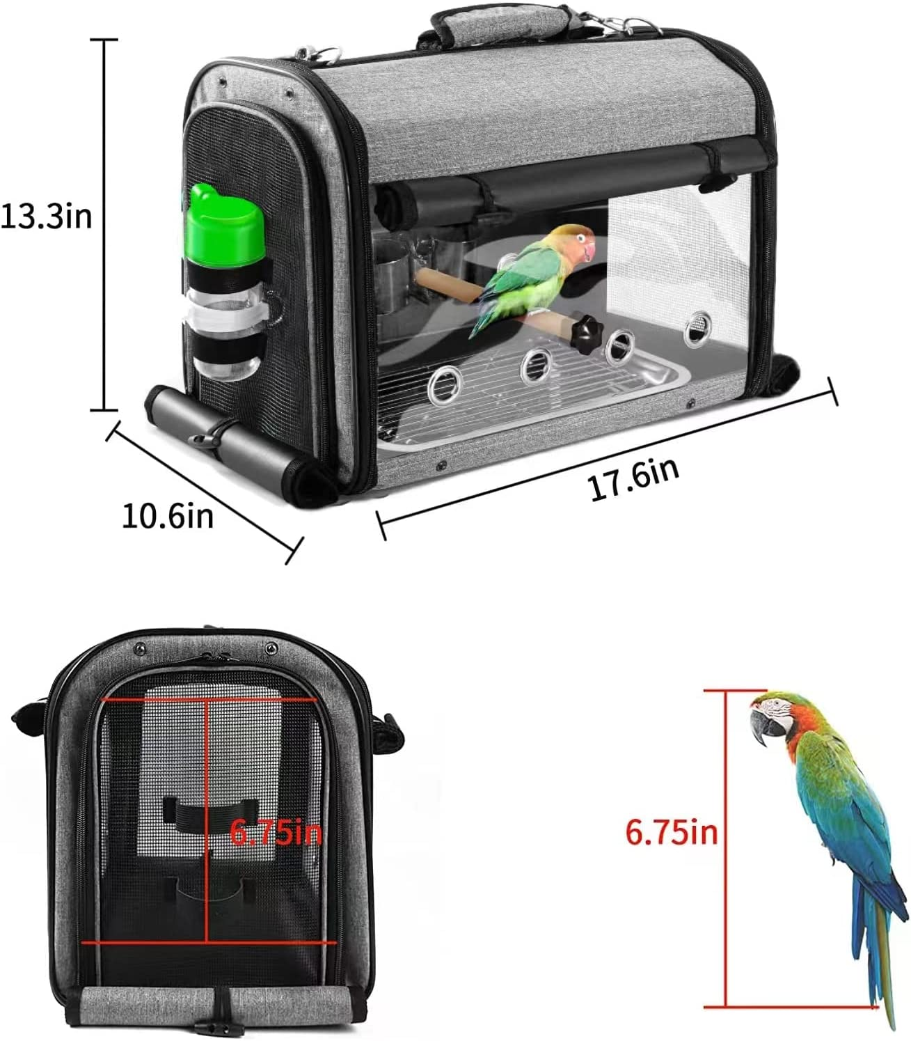 Bird Carrier Bag Bird Travel Cage with Stand, Lightweight Backpack for Parrot, Portable Bird Travel Bag, Pet Transparent Breathable Travel Cage