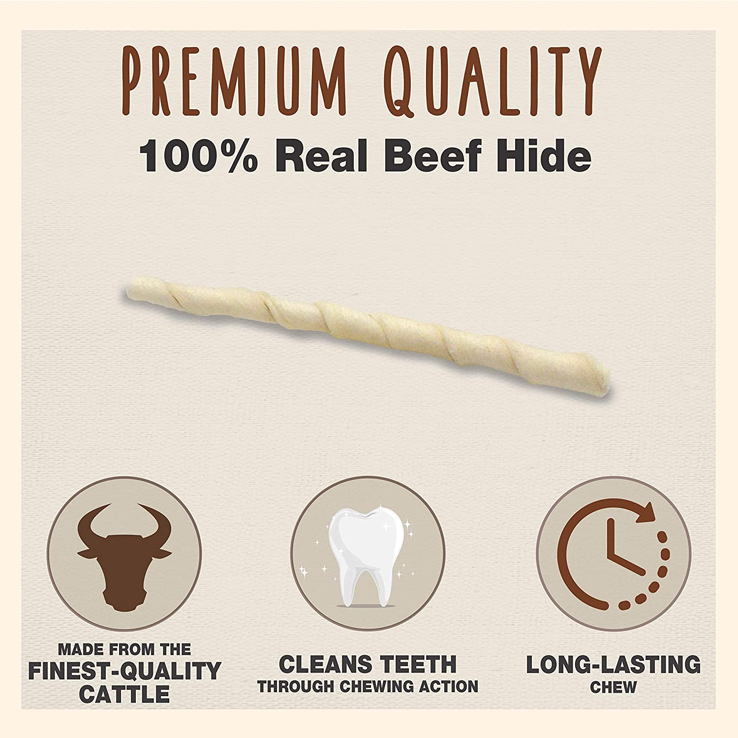Premium Grade Beef Hide for Dogs, Rawhide Long Lasting Dog Chews, Chips, Curls & Rolls for Small/Medium/Large Dogs